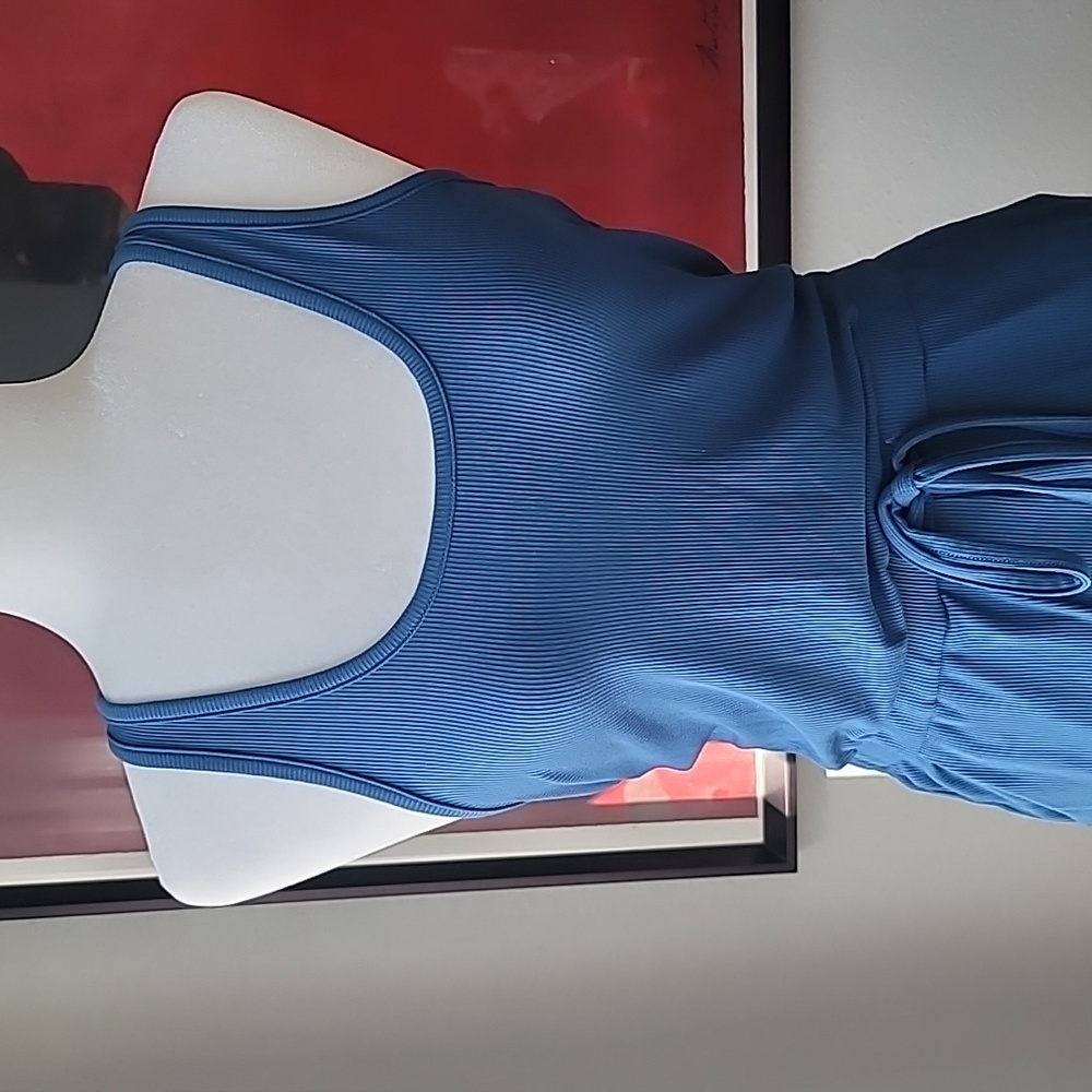 Ashley Snell NWT Everyday Sleeveless Ribbed Raceback Jumpsuit Size Medium Blue